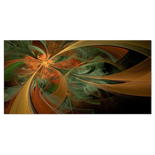 Designart - Symmetrical Orange Digital Fractal Flower